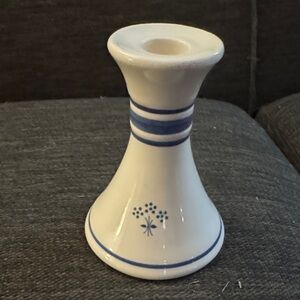 Vintage Pfaltzgraff White and Blue Ceramic Candle Holder